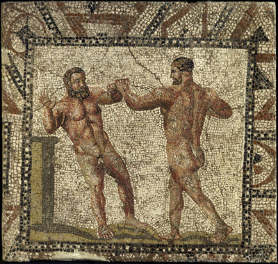 Roman mosaic with scene of Pankration